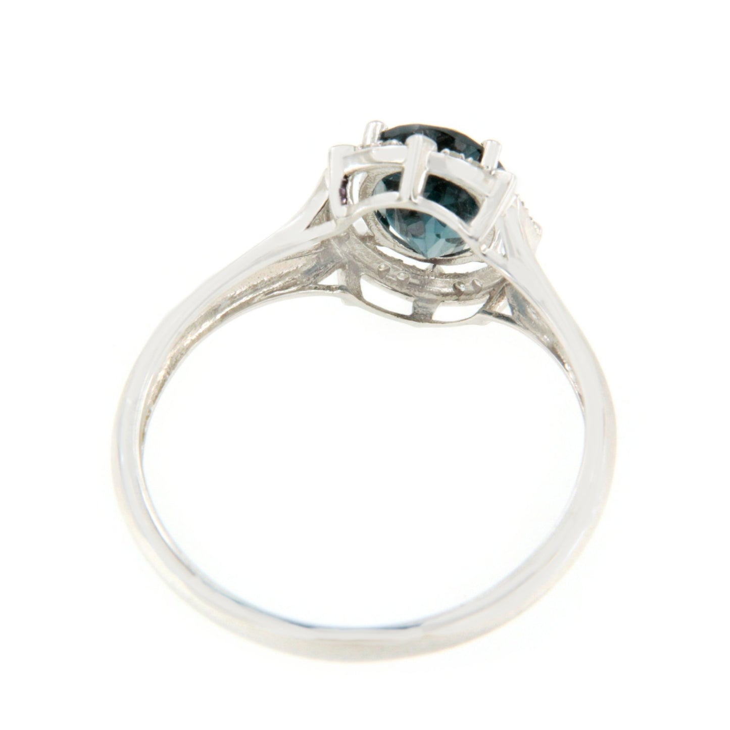 Anillo PALANKA topacio azul con brillantes en oro blanco de 14 ktes