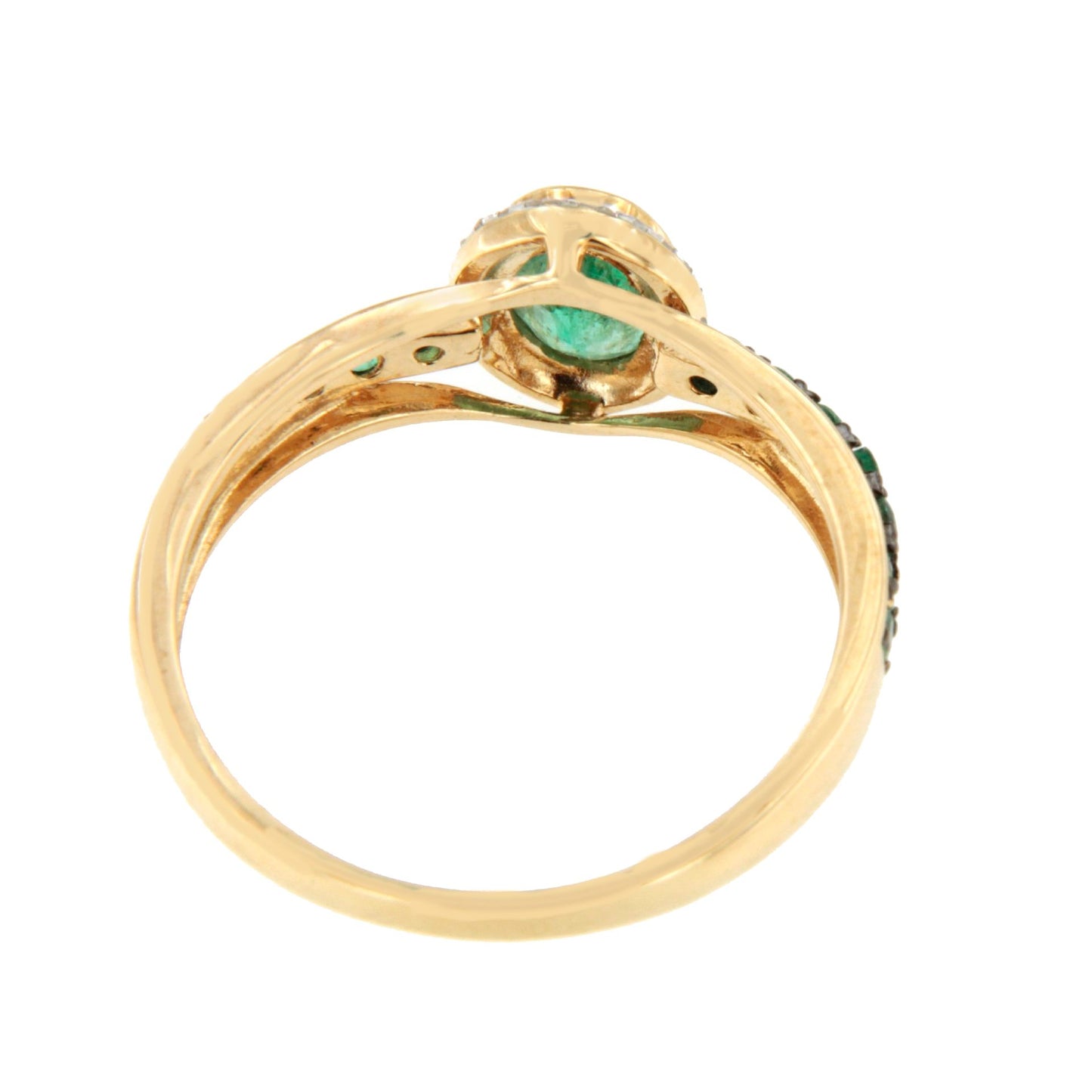 Anillo LIKA con esmeralda y brillantes en oro amarillo y blanco de 14 ktes.