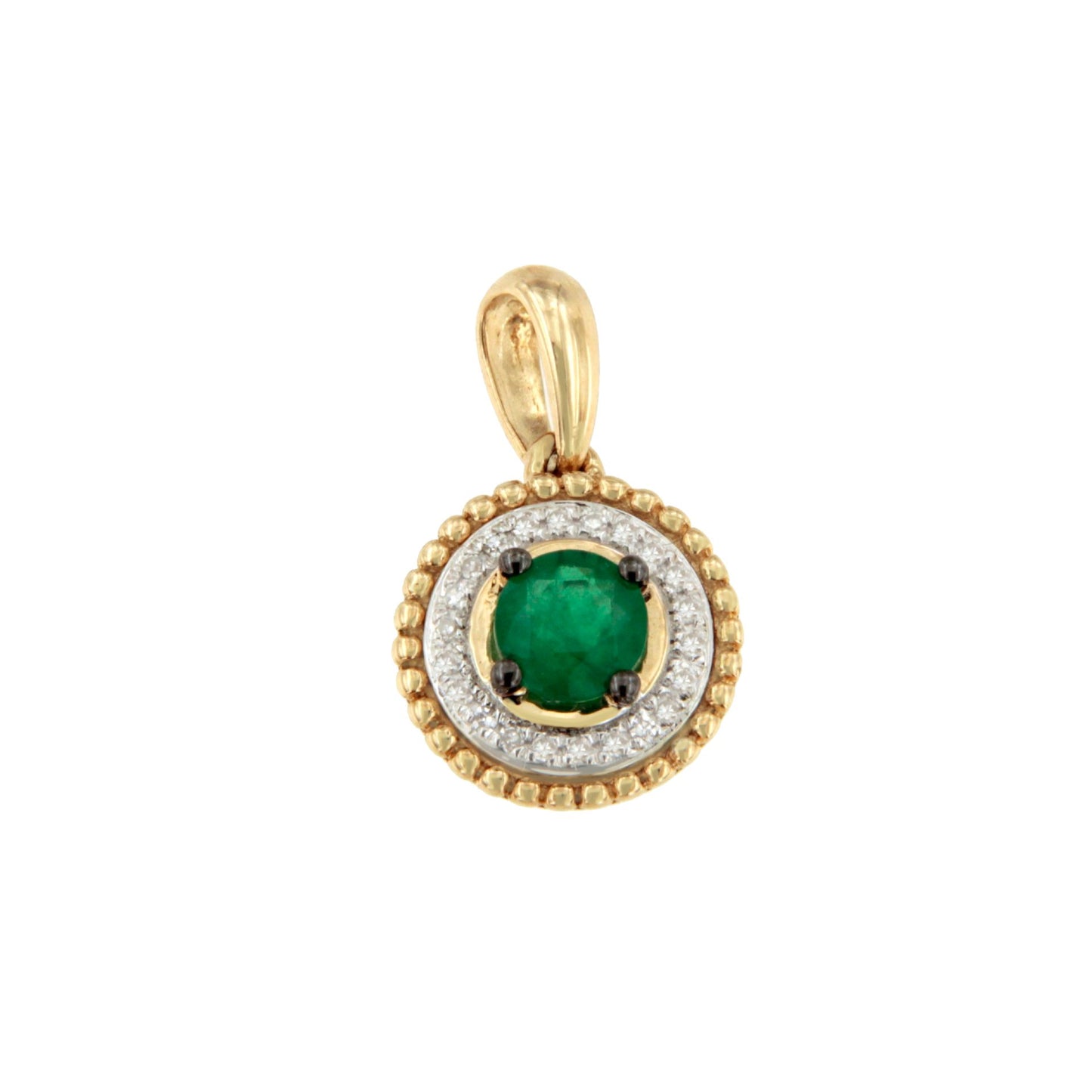 Colgante LOME esmeralda y brillantes en oro amarillo y blanco en 14 ktes