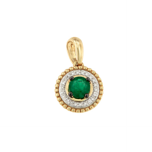 Colgante LOME esmeralda y brillantes en oro amarillo y blanco en 14 ktes