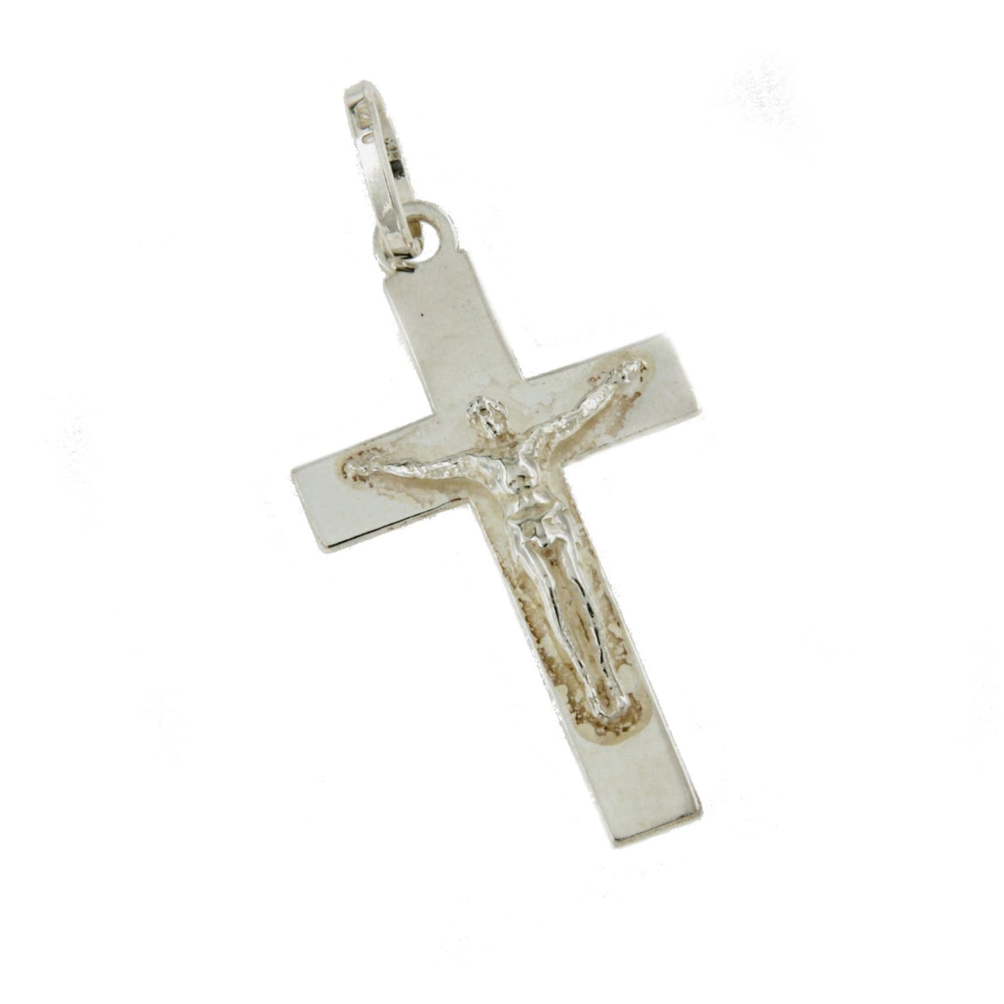 Cruz CASTOR en plata 1ª Ley de 975 ml con Cristo en relieve