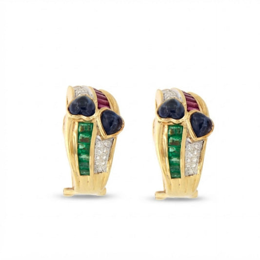 TUTTI FRUTTI Earrings Emerald, Rubies, Sapphires and Diamonds in Gold