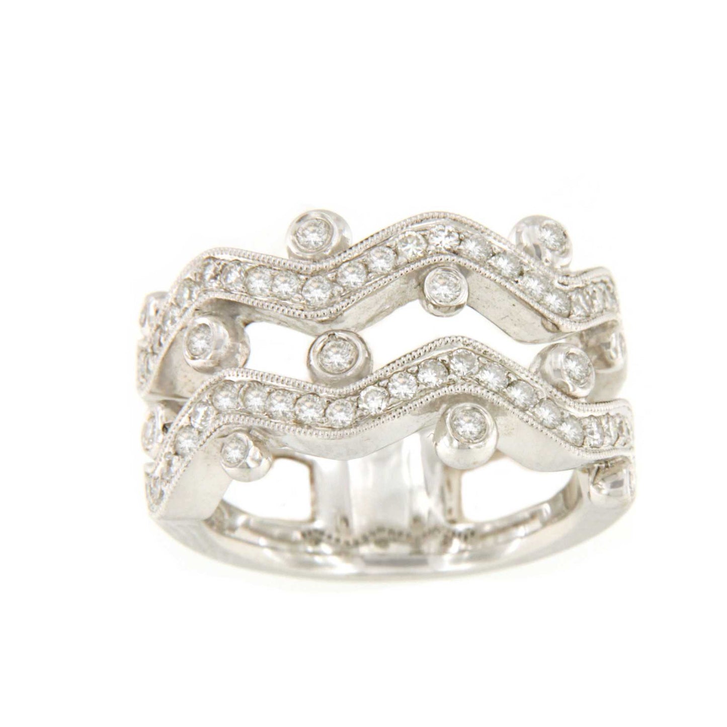 Anillo COLMENAR alianzas de brillantes oro blanco de 18 ktes