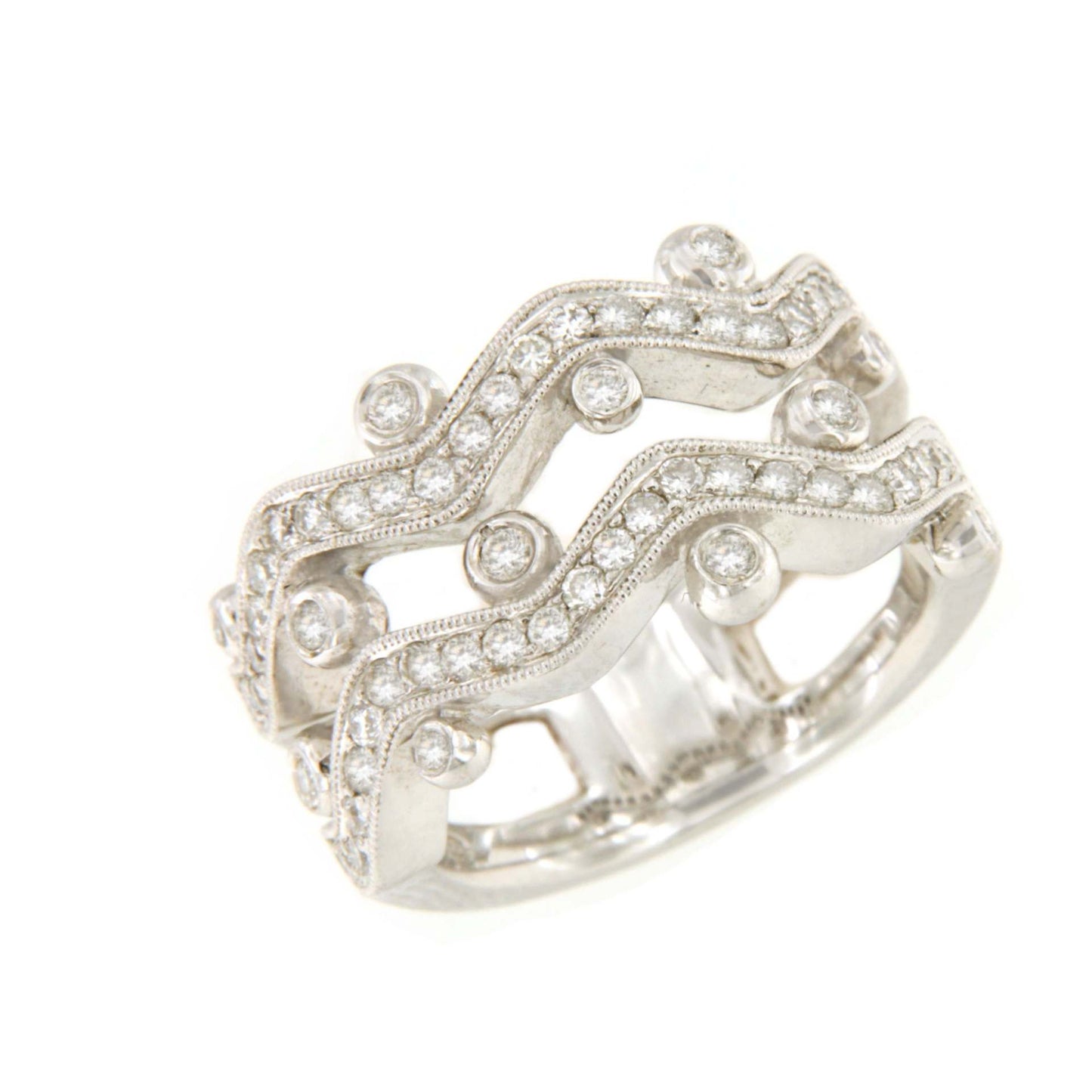Anillo COLMENAR alianzas de brillantes oro blanco de 18 ktes