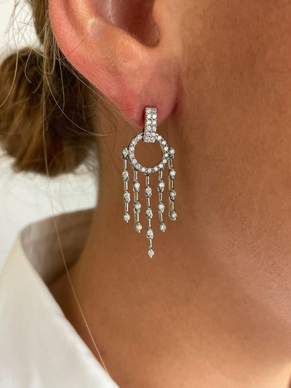 Pendientes GABRIELA art decó de 18 ktes  con hileras de brillantes