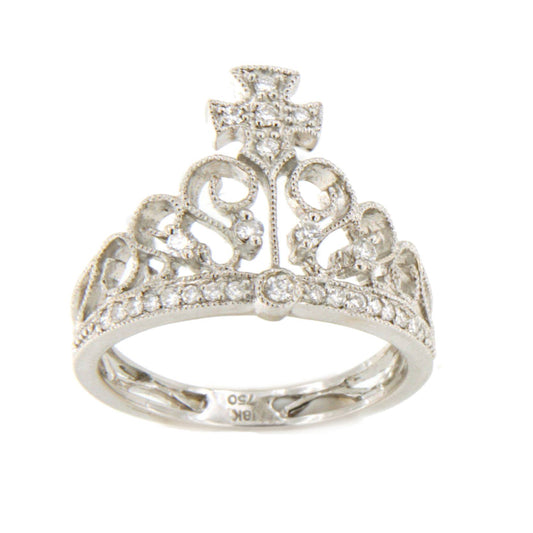 Anillo GALAPAGAR art decó en oro blanco 18 ktes y briilantes