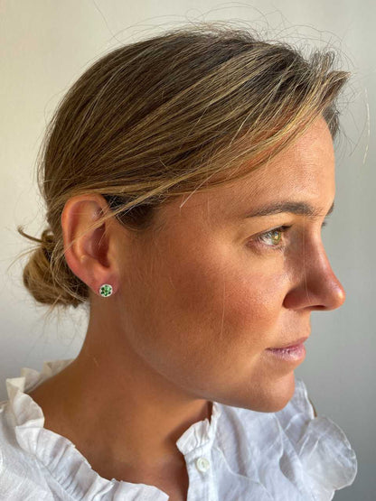 Pendientes PESARO  dormilones desmontables en oro blanco 18 ktes  con piedras.