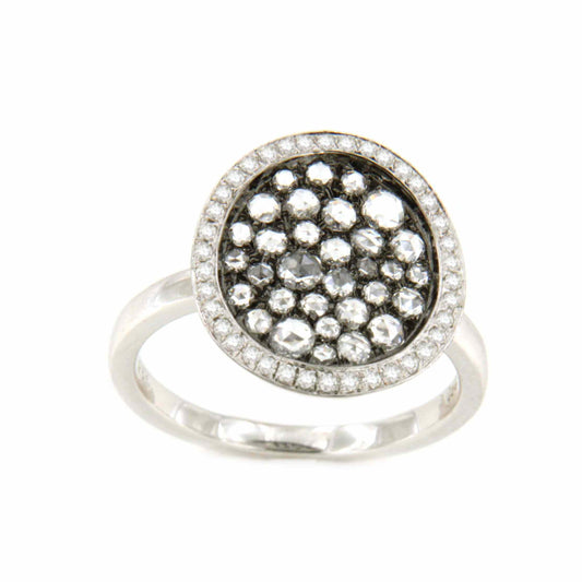 Anillo BARACALDO oro blanco 18 ktes con brillantes rodiado en negro.