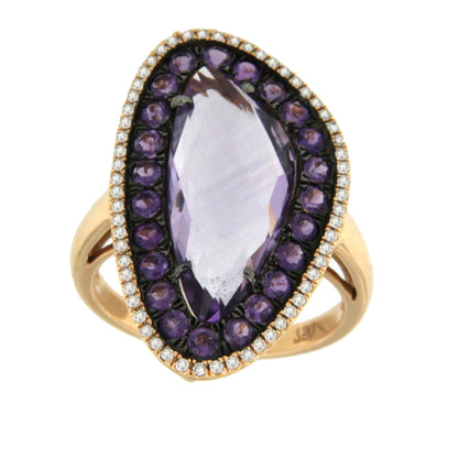 MILONGA, rose gold ring with diamond and amethyst
