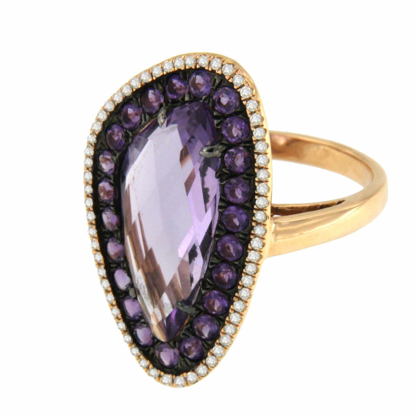 MILONGA, rose gold ring with diamond and amethyst