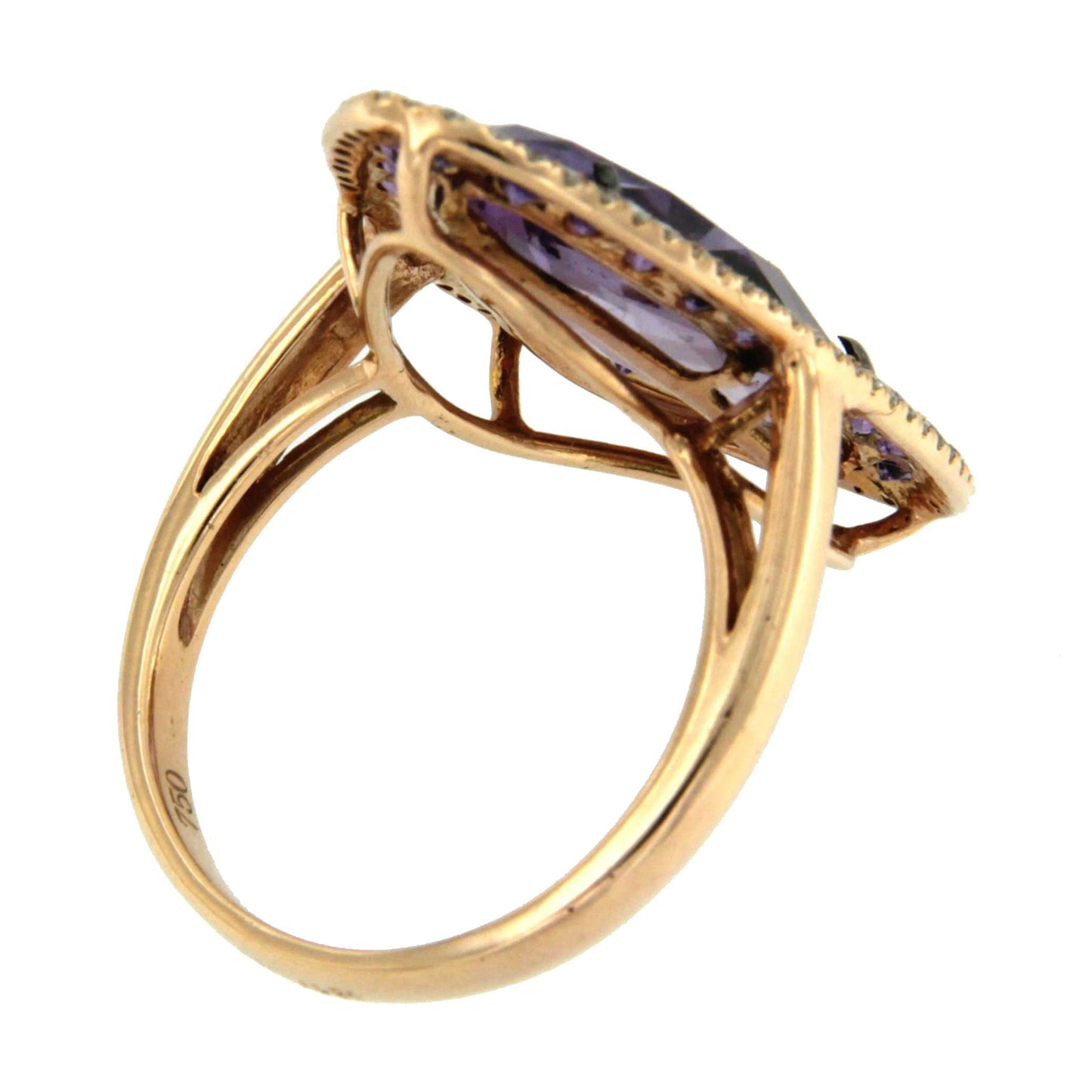 MILONGA, rose gold ring with diamond and amethyst