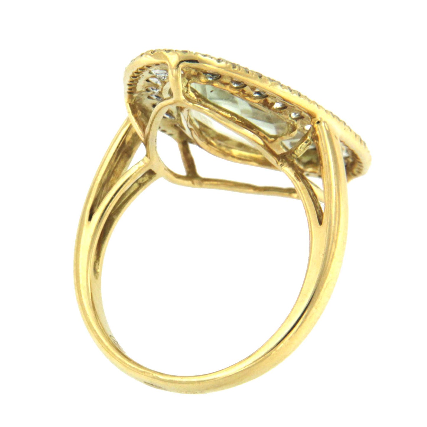 FOXTROT, Gold ring with diamonds and green amethyst