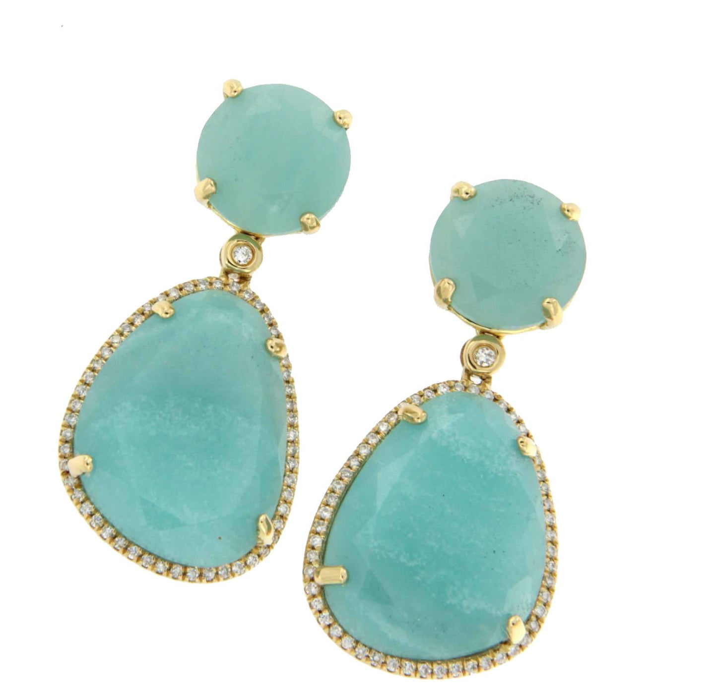 Pendientes de oro con diamantes y amazonite