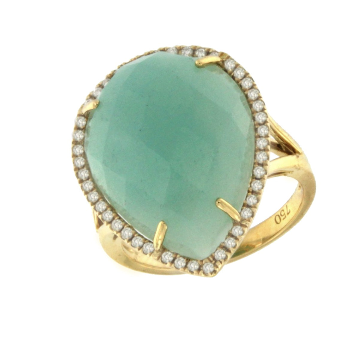 FROSINONE, Gold and diamond ring with amazonite