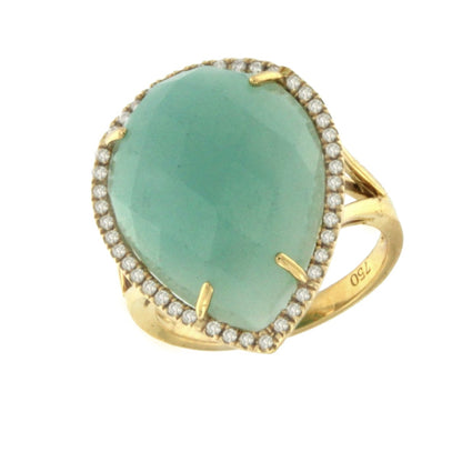 FROSINONE, Gold and diamond ring with amazonite