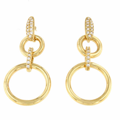 Pendientes AVEIROS oro amarillo 18 kilates largos con circonitas