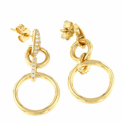 Pendientes AVEIROS oro amarillo 18 kilates largos con circonitas