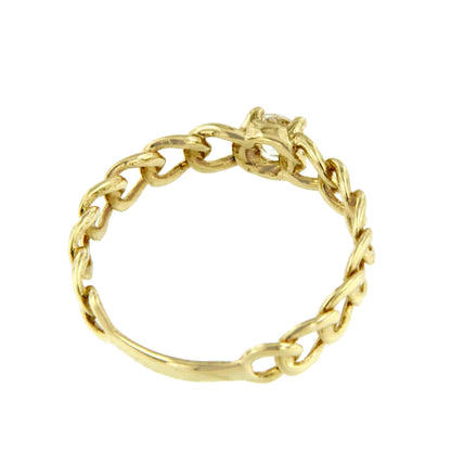 Anillo ELVAS oro amarillo de 18 kilates en brazo barbado con circonita