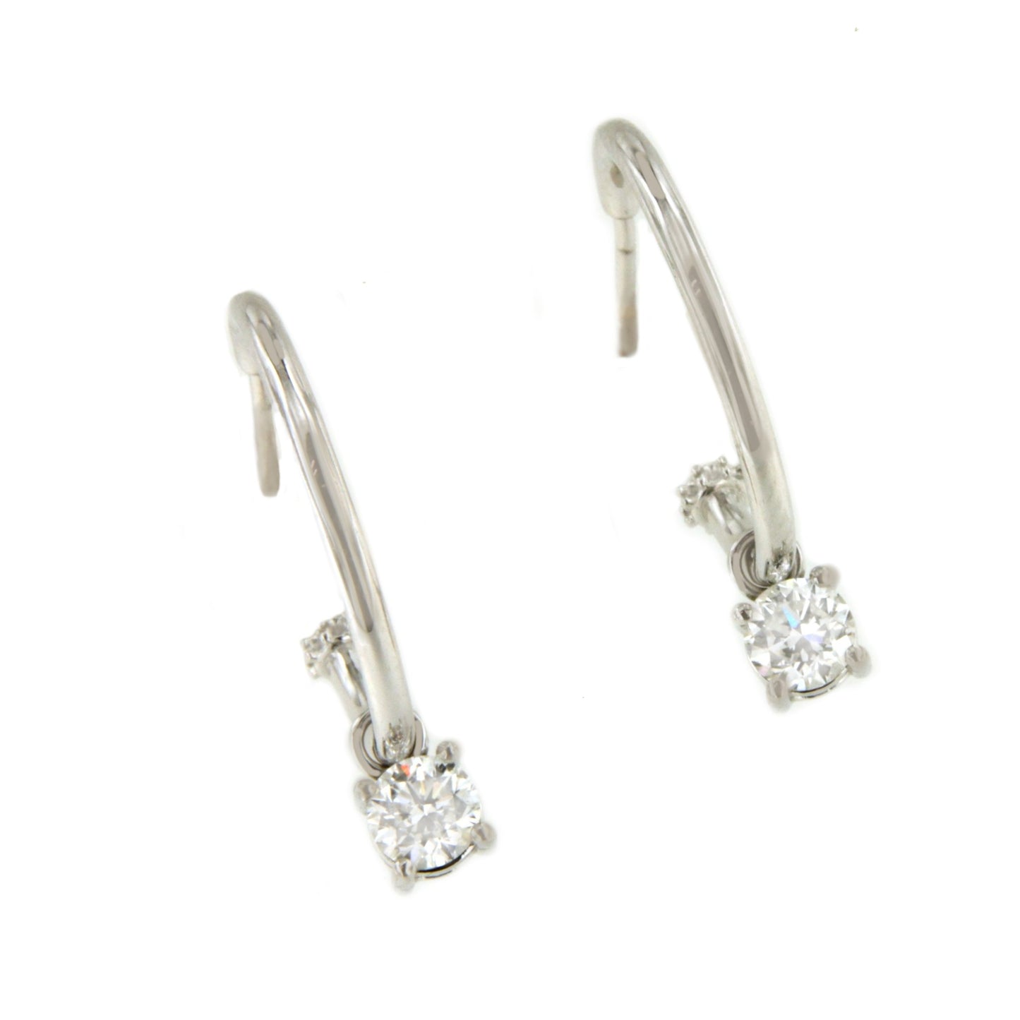 Pendientes ANTIBES argollas oro blanco 18 ktes con solitario de brillante