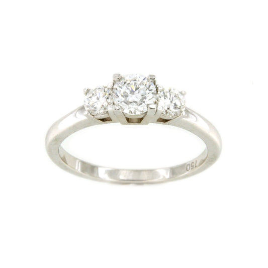 Anillo ANNECY tresillo de diamantes talla brillante en oro blanco 18 ktes