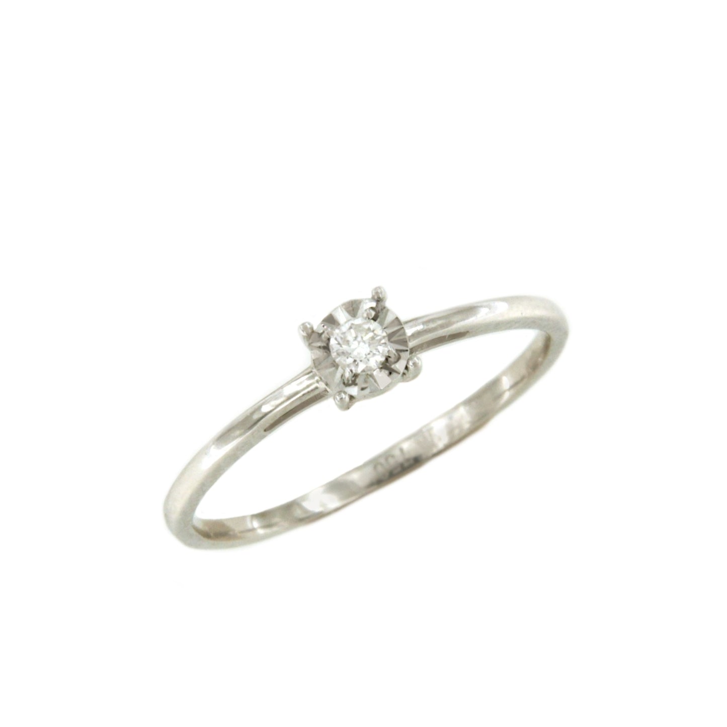 Anillo CANNES solitario oro blanco de 18 kilates con diamante talla brillante