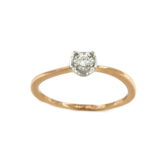 Anillo BIARRITZ solitario diamante talla brillante en oro rosa 18 ktes.