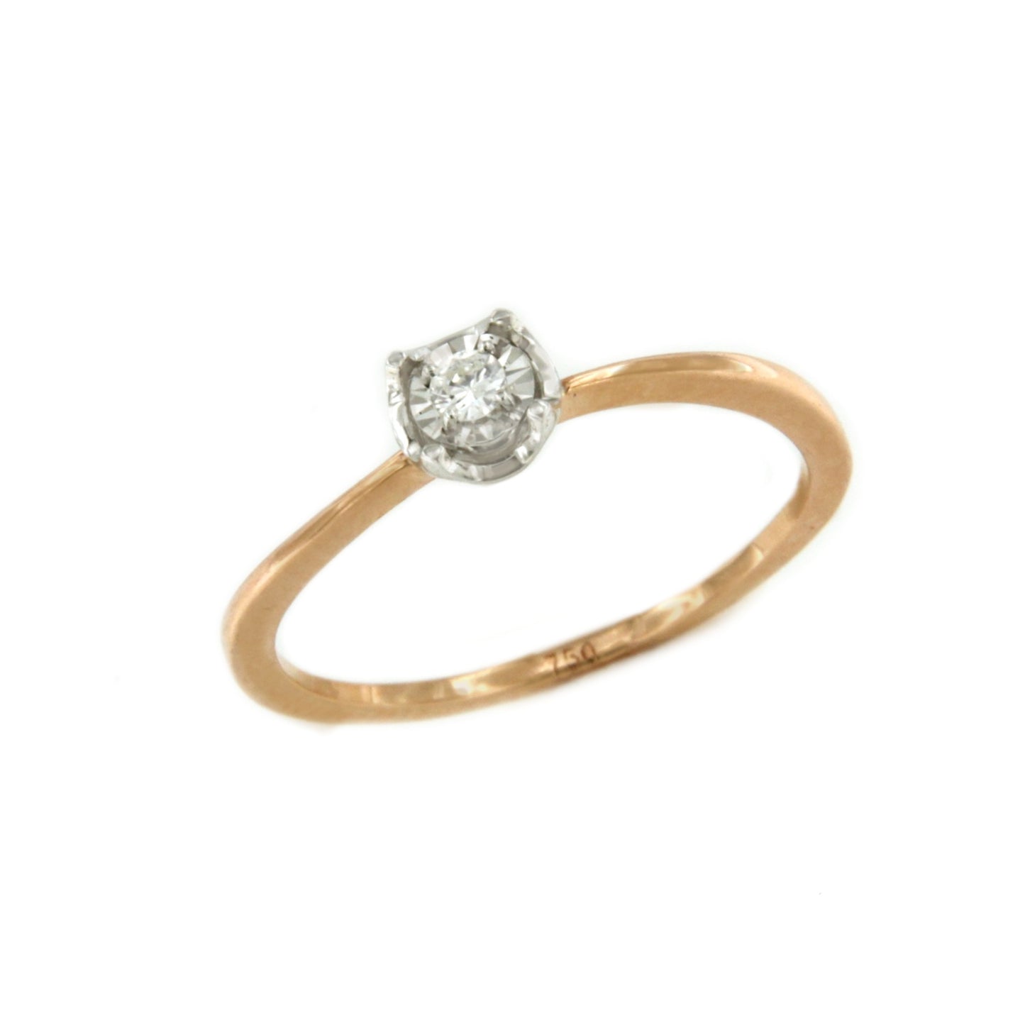 Anillo BIARRITZ solitario diamante talla brillante en oro rosa 18 ktes.