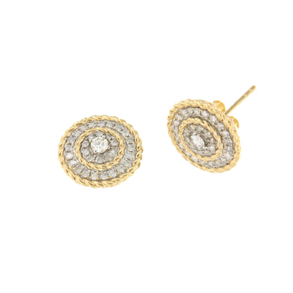 Pendientes cortos BEATRIZ en oro amarillo de 18 kilates y diamantes.