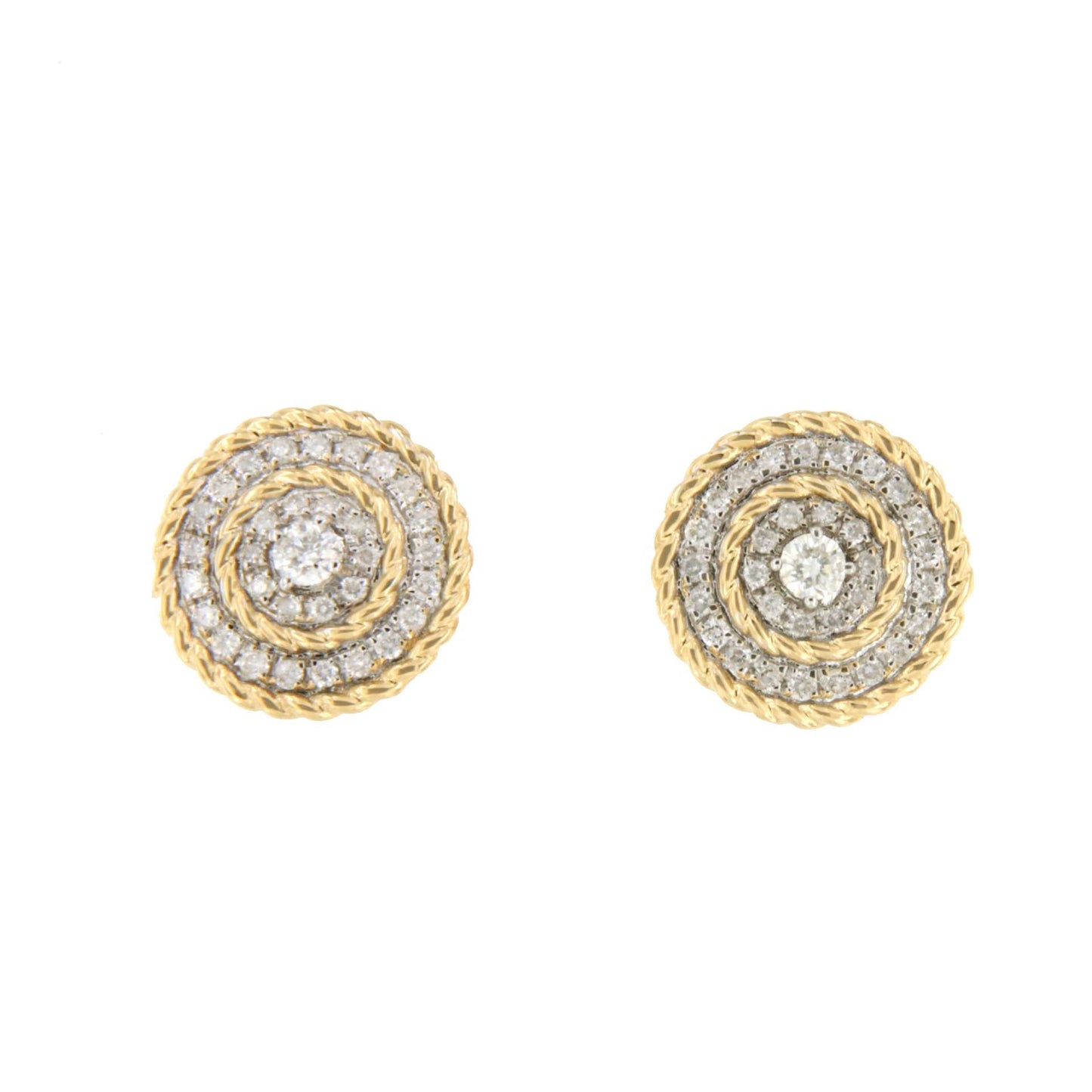 Pendientes cortos BEATRIZ en oro amarillo de 18 kilates y diamantes.