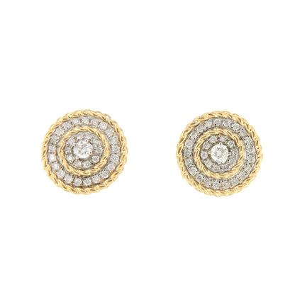 Pendientes cortos BEATRIZ en oro amarillo de 18 kilates y diamantes.