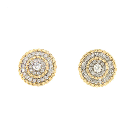 Pendientes cortos BEATRIZ en oro amarillo de 18 kilates y diamantes.