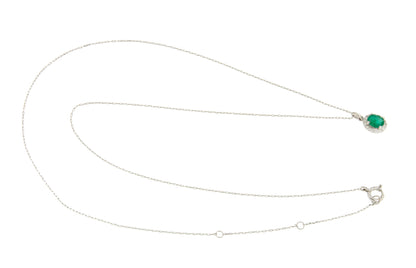 Gargantilla SALAK con colgante oro blanco 18 ktes brillantes y esmeralda.
