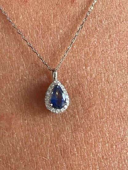 Gargantilla TUNO con colgante oro blanco 18 ktes brillantes y piedra