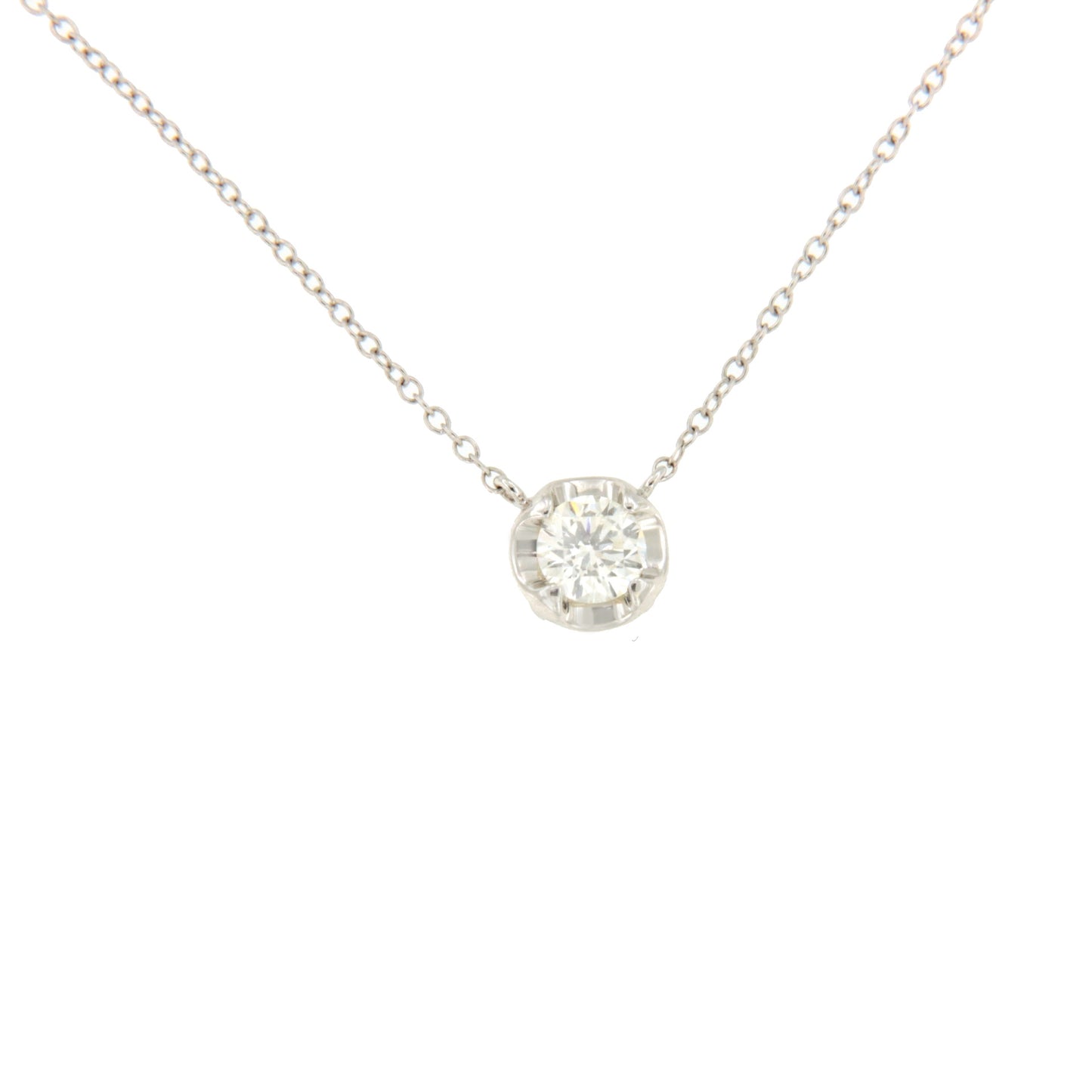 Cadenita SERBAL con dije solitario de brillante en oro blanco 18 ktes