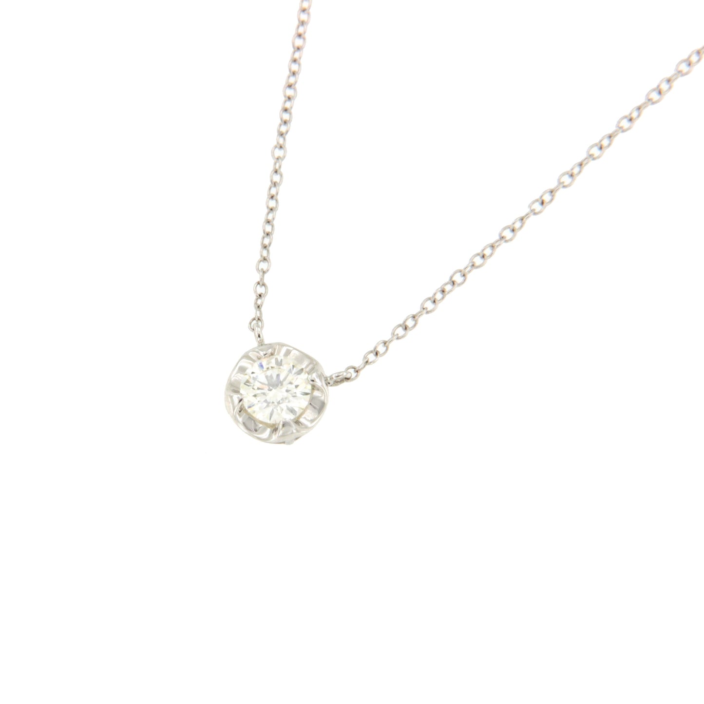 Cadenita SERBAL con dije solitario de brillante en oro blanco 18 ktes