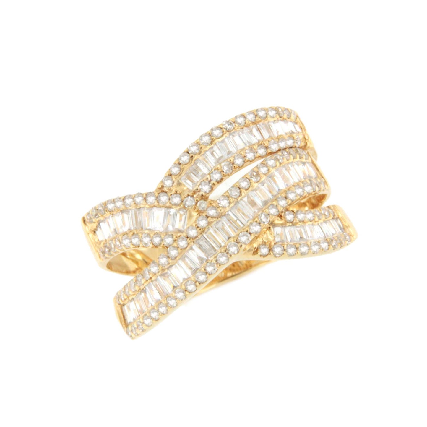 Anillo AZUFAIFO de alianzas entrecruzadas con brillantes en oro amarillo