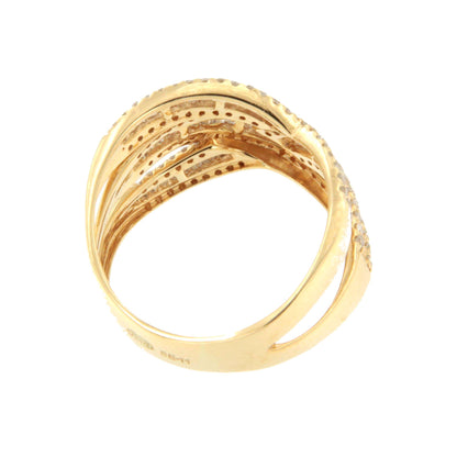 Anillo AZUFAIFO de alianzas entrecruzadas con brillantes en oro amarillo