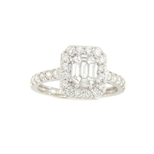 Anillo GRANADA en oro blanco 18 ktes con brillantes y baguettes