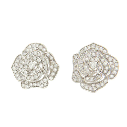 Pendientes PIÑA flor en oro blanco de 18 kilates con diamantes talla brillante