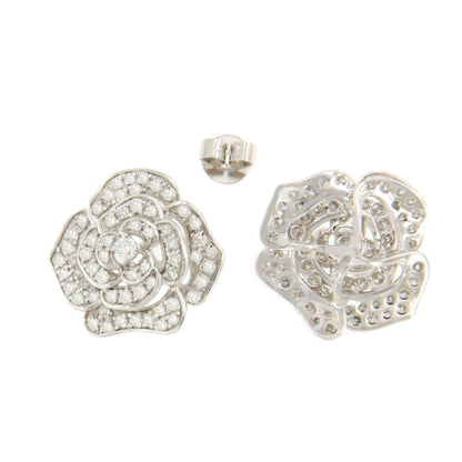 Pendientes PIÑA flor en oro blanco de 18 kilates con diamantes talla brillante