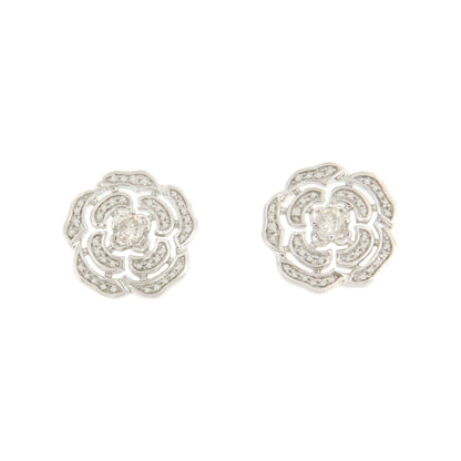 Pendientes FRESA flor en oro blanco de 18 kilates con diamantes talla brillante