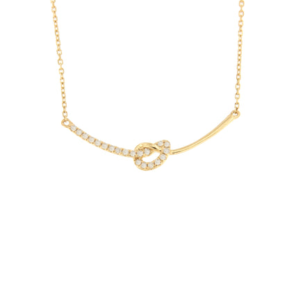 Gargantilla HIGO barra con nudo en oro amarillo 18 ktes y brillantes