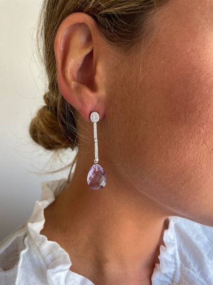 Pendientes CUDILLERO en oro blanco 18 ktes con brillantes y baguettes.
