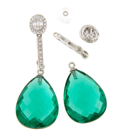 Pendientes CUDILLERO en oro blanco 18 ktes con brillantes y baguettes.