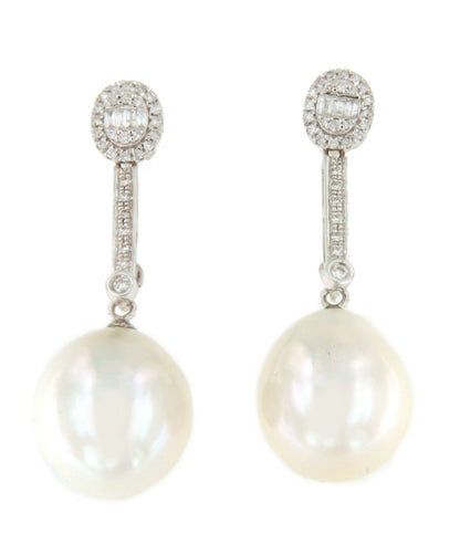 Pendientes CUDILLERO en oro blanco 18 ktes con brillantes y baguettes.