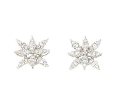 Pendientes BIGNAY estrella en oro blanco 18 ktes con brillantes y baguettes