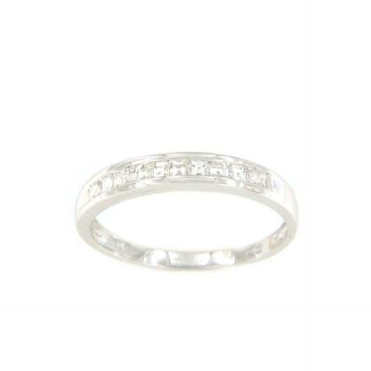 Anillo PULASAN alianza de diamantes talla baguettes en oro blanco 18 ktes
