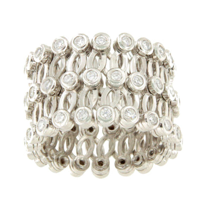 Anillo CAS y pulsera en brillantes de oro blanco en 18 kilates