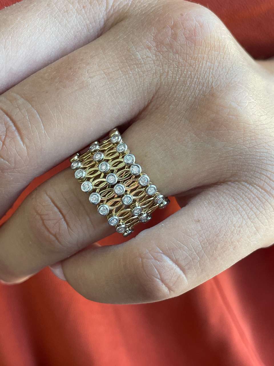 Anillo SUTTGART y pulsera en brillantes de oro amarillo-blanco 18 ktes
