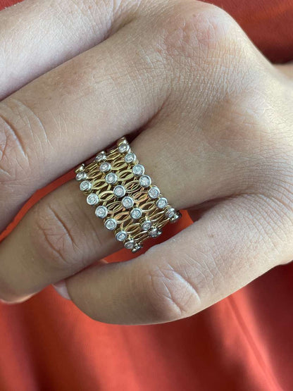 Anillo SUTTGART y pulsera en brillantes de oro amarillo-blanco 18 ktes